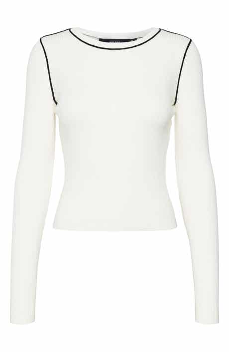 VERO MODA Kara Contrast Piping Long Sleeve Sweater Top