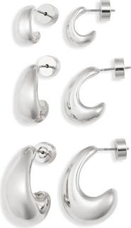 Nordstrom Set of 3 Wide J-Hoop Earrings