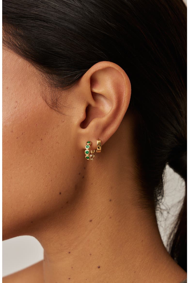 Small Tennis Hoop Earrings, Alternate, color, GOLD