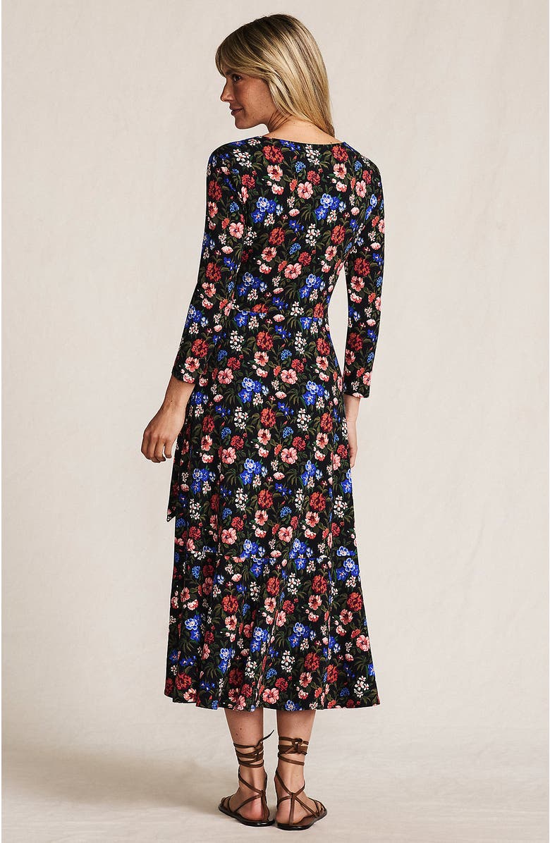 Lands' End Cotton Modal 3/4 Sleeve Vneck Wrap Dress, Alternate, color, 