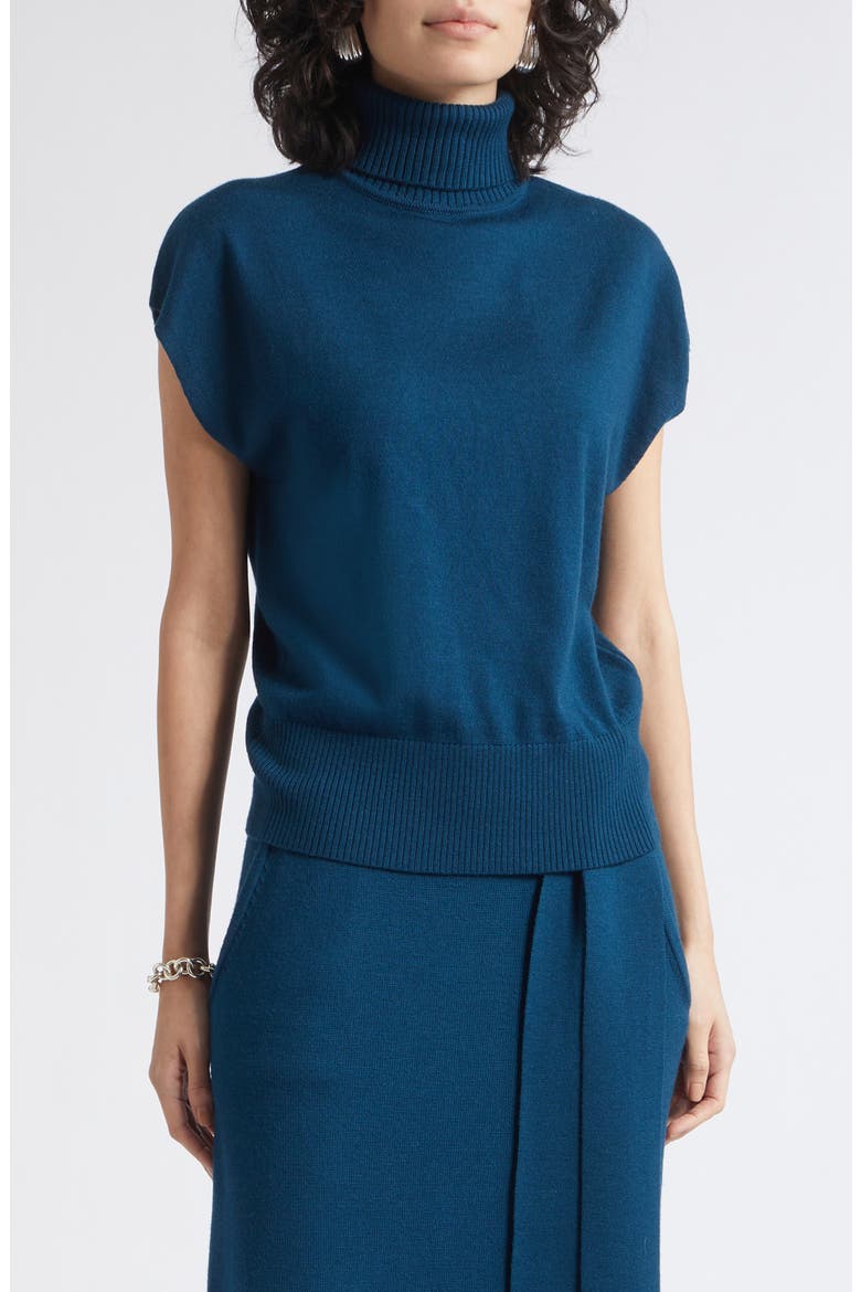 Natalie Wool Turtleneck Sweater, Main, color, DARK TEAL