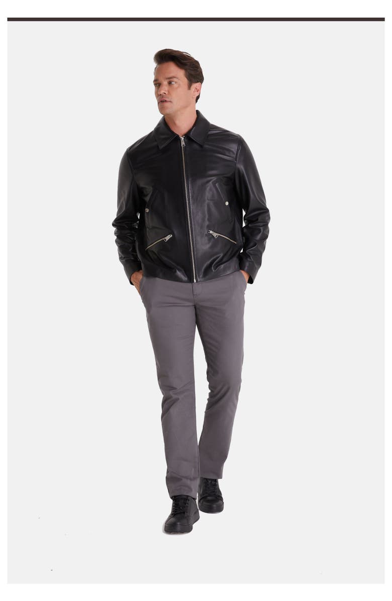 Furniq UK Peter Leather Jacket, Alternate, color, Black