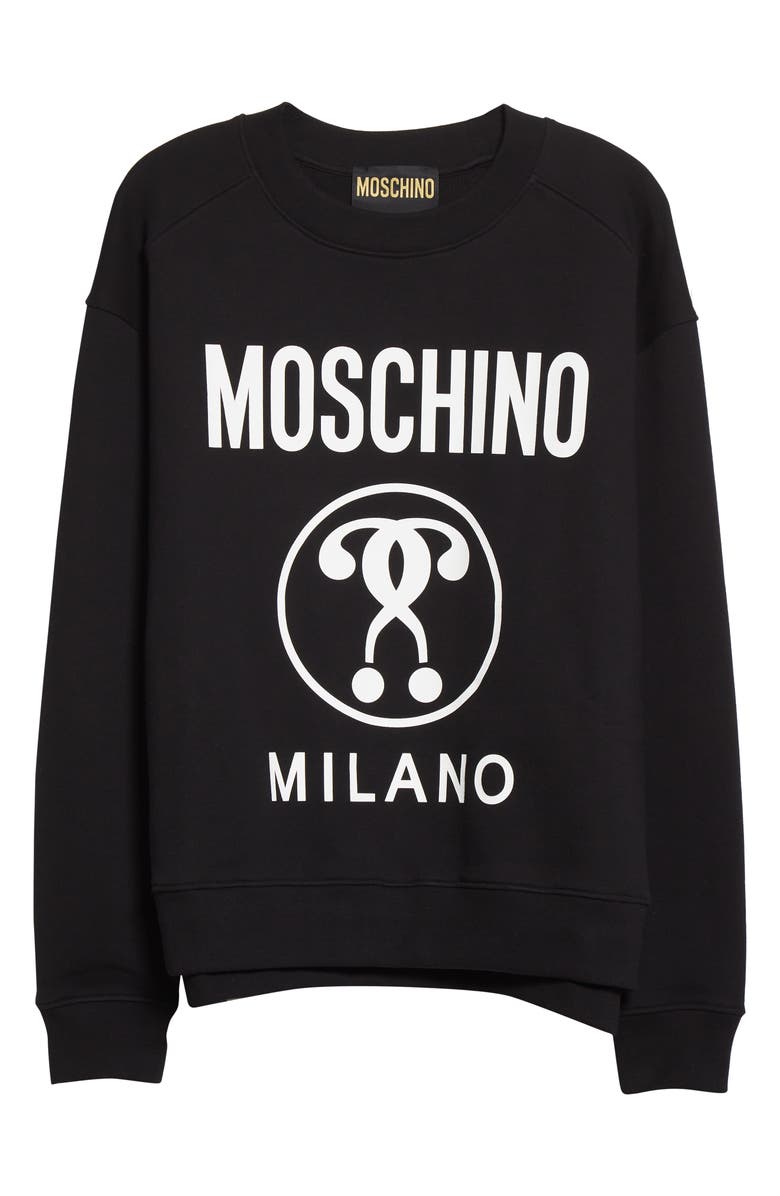 Moschino Question Mark Logo Organic Cotton Sweatshirt, Alternate, color,