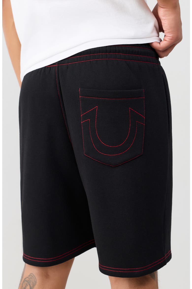 Buddha Contrast Fleece Shorts, Alternate, color, JET BLACK