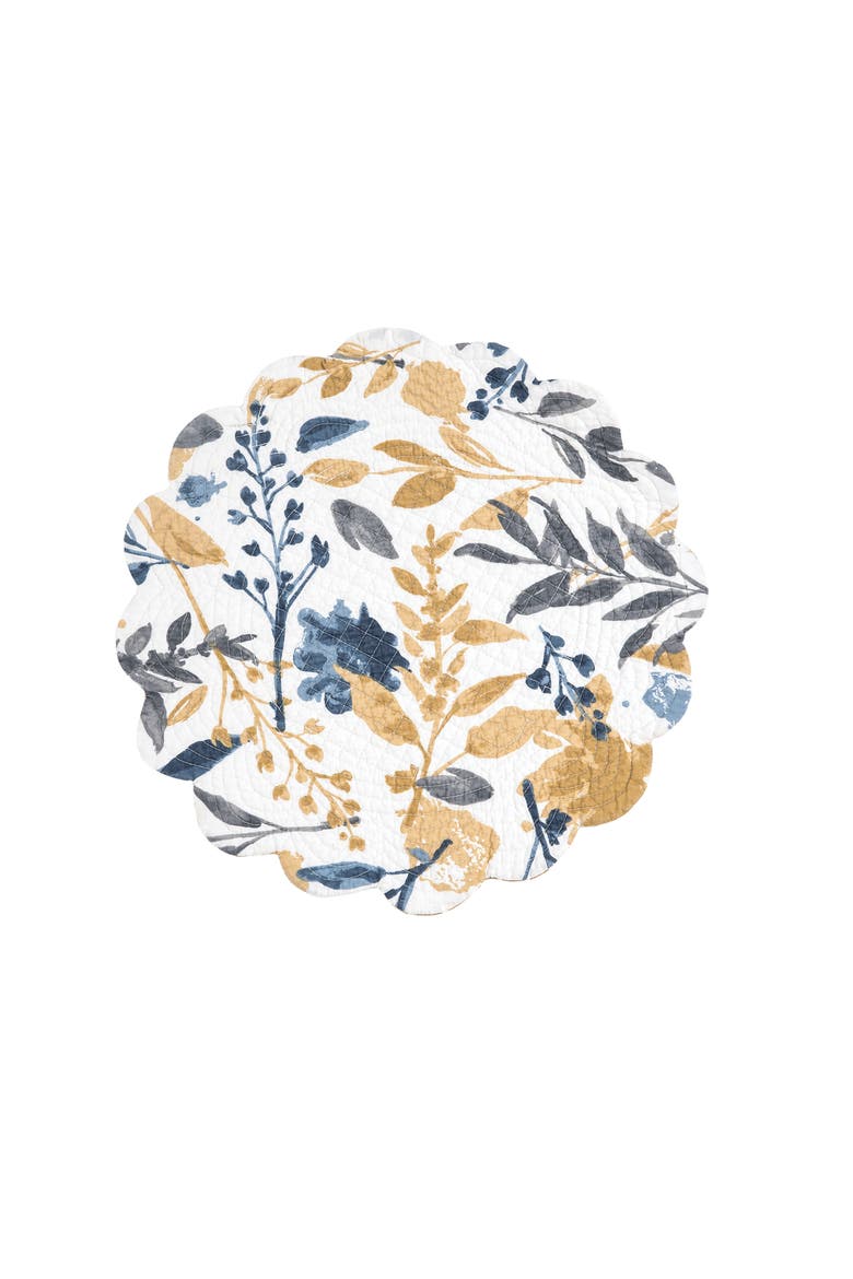 Natural Home 100% Cotton Quilted Set of 6 Round Placemats 17", Alternate, color, Brown