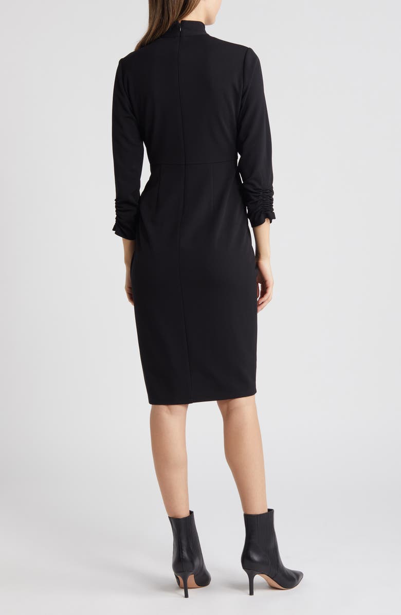 Tahari ASL Mock Neck Side Twist Sheath Dress, Alternate, color, Black