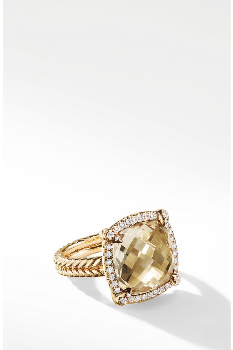 Chatelaine® Ring with Semiprecious Stone and Diamonds, Main, color, CHAMPAGNE