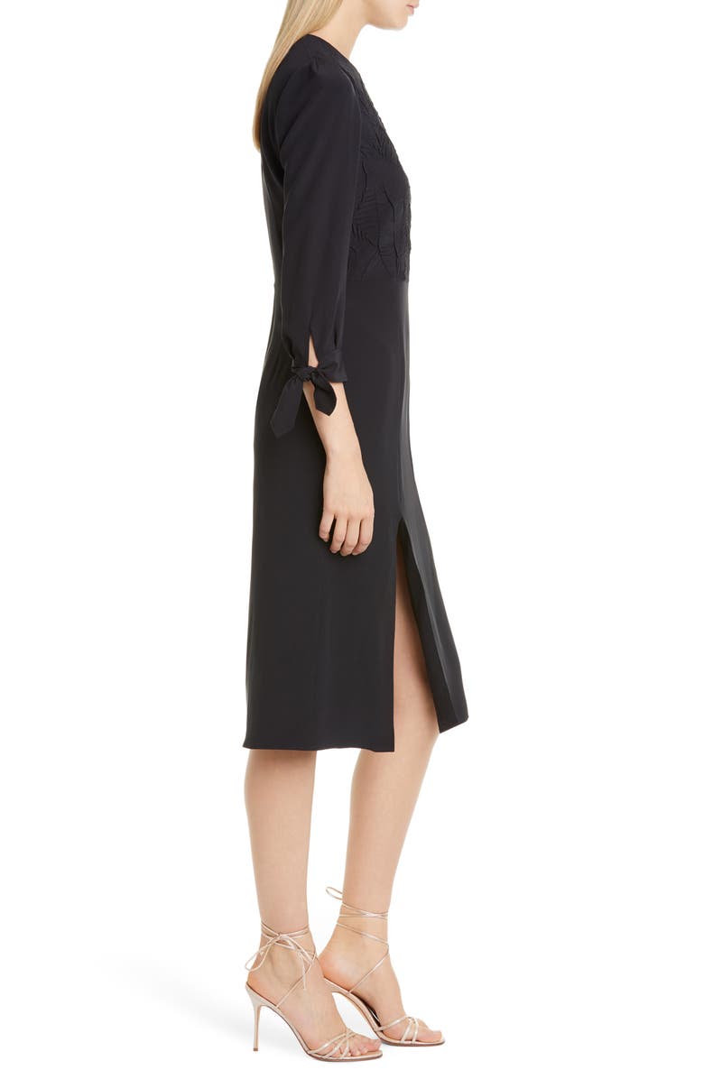 Etro Side Slit Leaf Cloqué Silk Dress, Alternate, color,