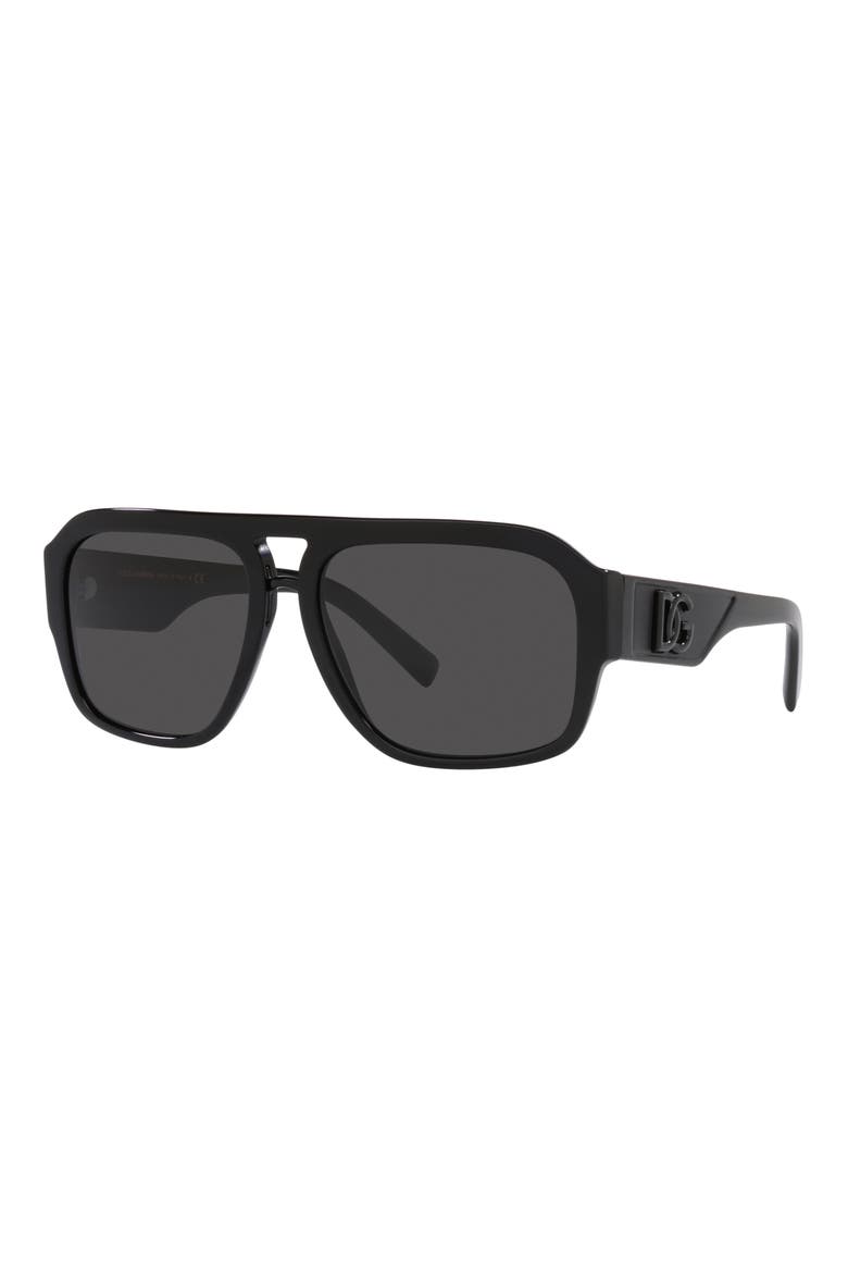 58mm Aviator Sunglasses, Alternate, color, BLACK/ DARK GREY