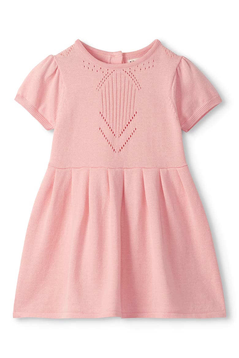 Kids' Pointelle Short Sleeve Sweater Dress, Main, color, BLOSSOM