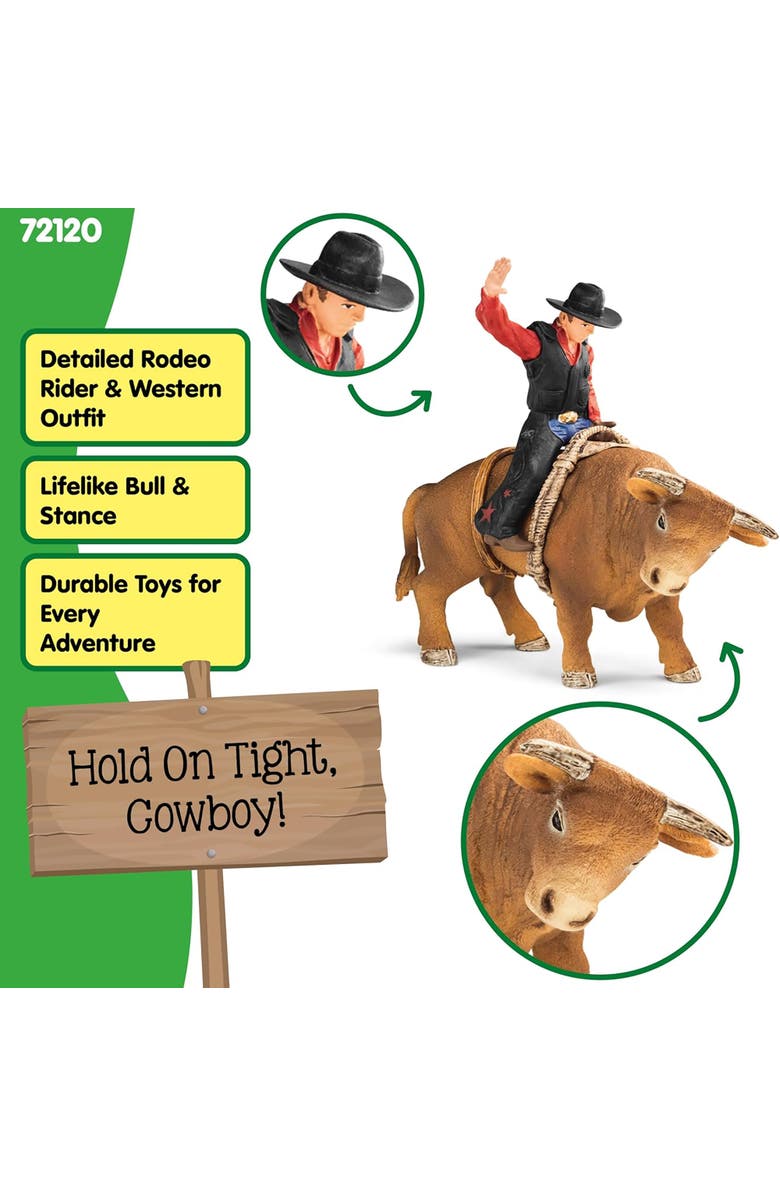 Schleich Farm World Cowboy With Bull Rodeo Figure Playset, Alternate, color, Multicolored