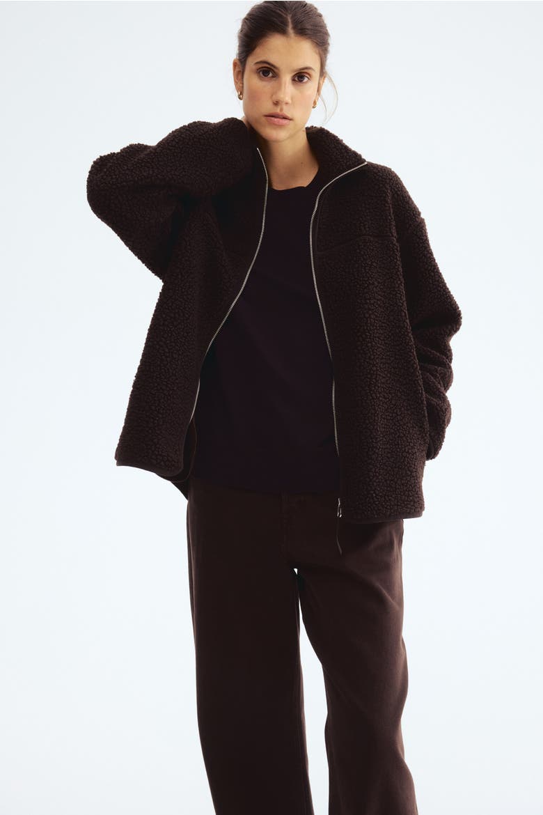 Mama Before & After Babywearing Teddy Jacket, Alternate, color, Dark brown