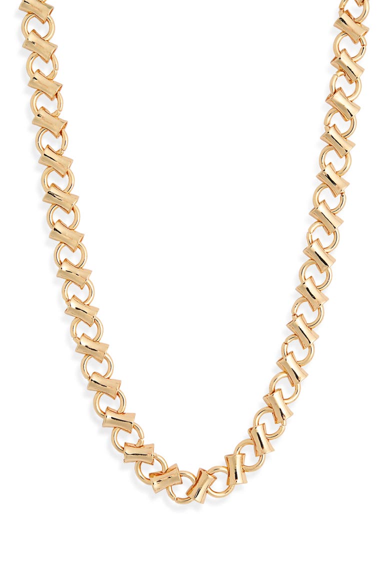 Bar & Link Chain Necklace, Main, color, GOLD