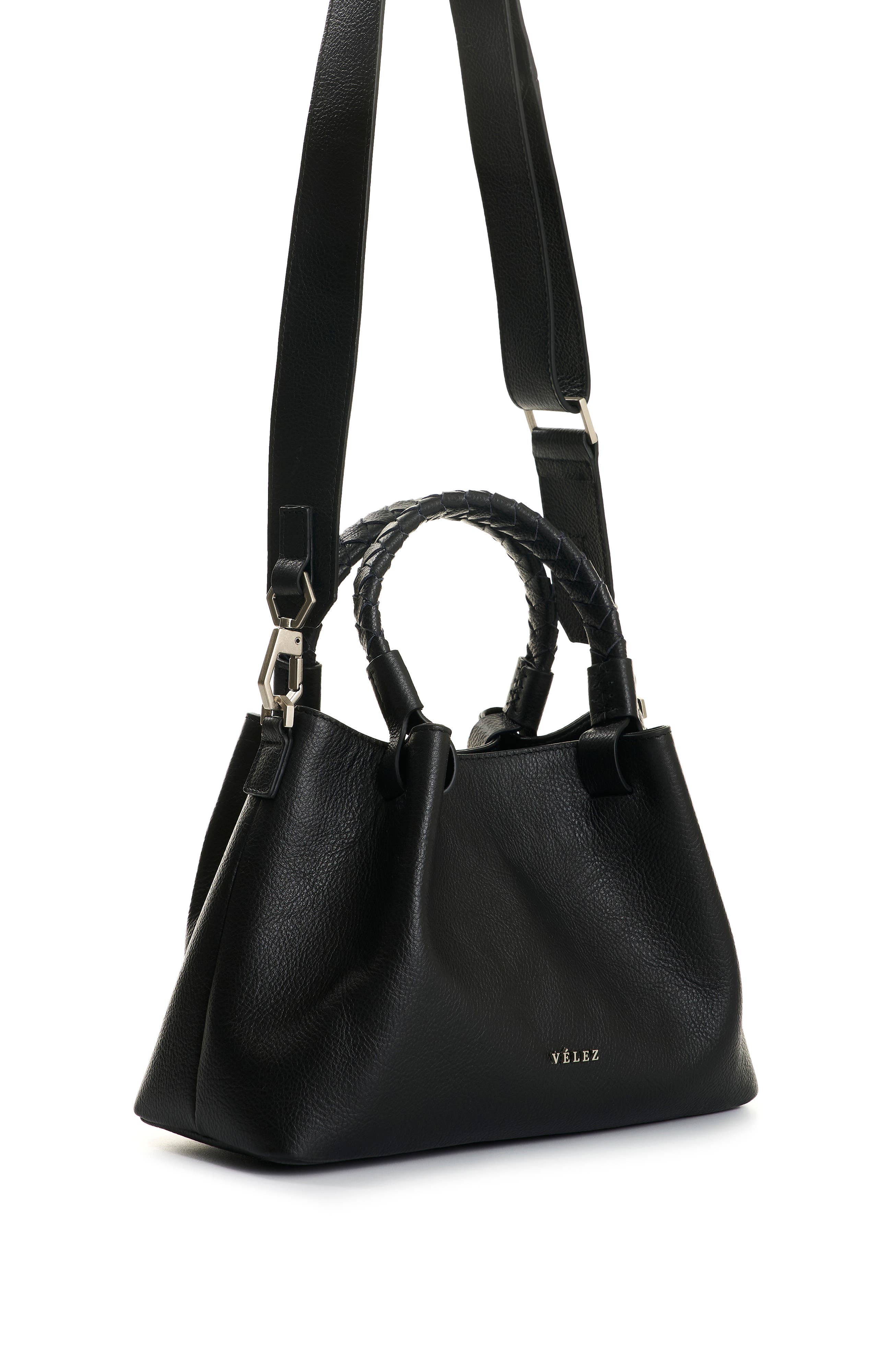 Velez Alessia Leather Crossbody Bag, Alternate, color, Black