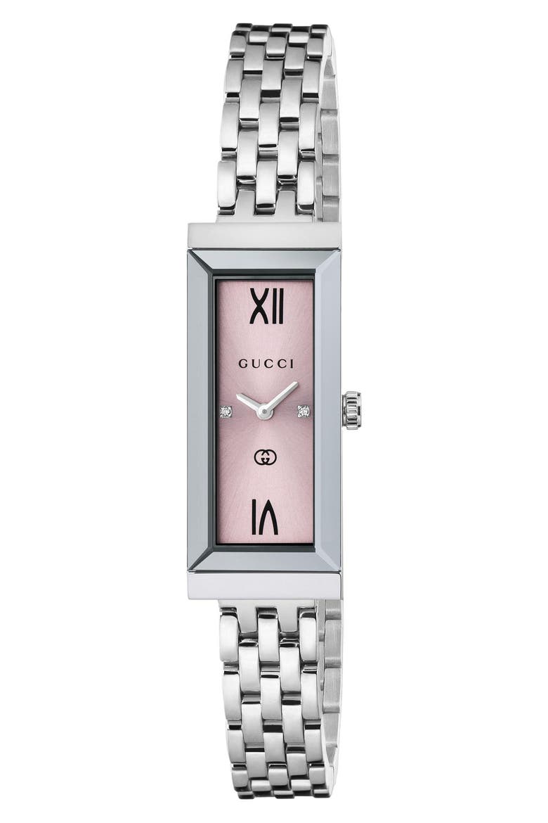 G-Frame Bracelet Watch, Main, color, SILVER/PINK