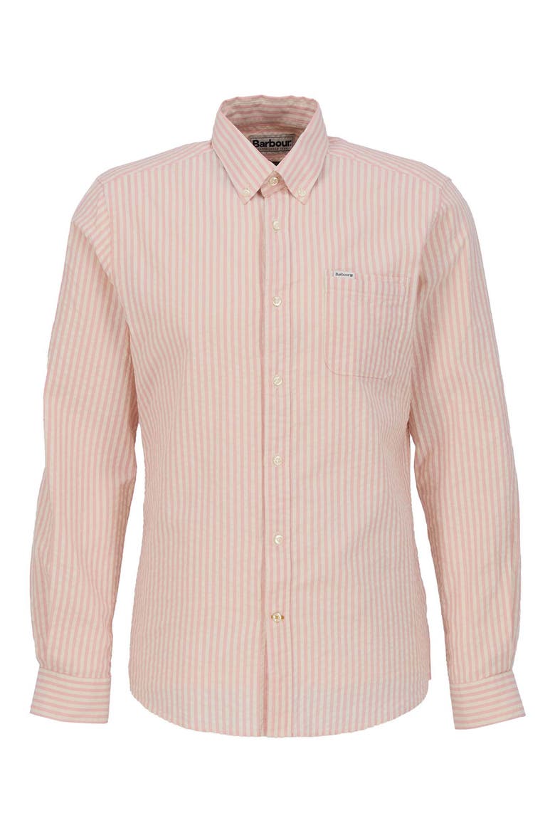 Cresswell Stripe Cotton Seersucker Button-Down Shirt, Alternate, color, MINERAL PINK