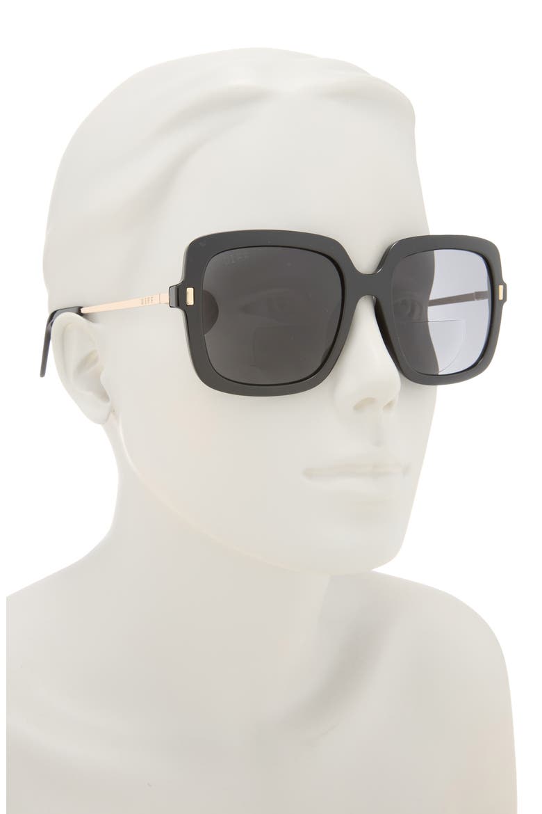 Sandy 54mm Square Bifocal Reading Sunglasses Glasses, Alternate, color, BLACK