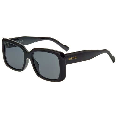 Bertha Ladies Black Rectangular Sunglasses Brsbr052c1 In Black/black