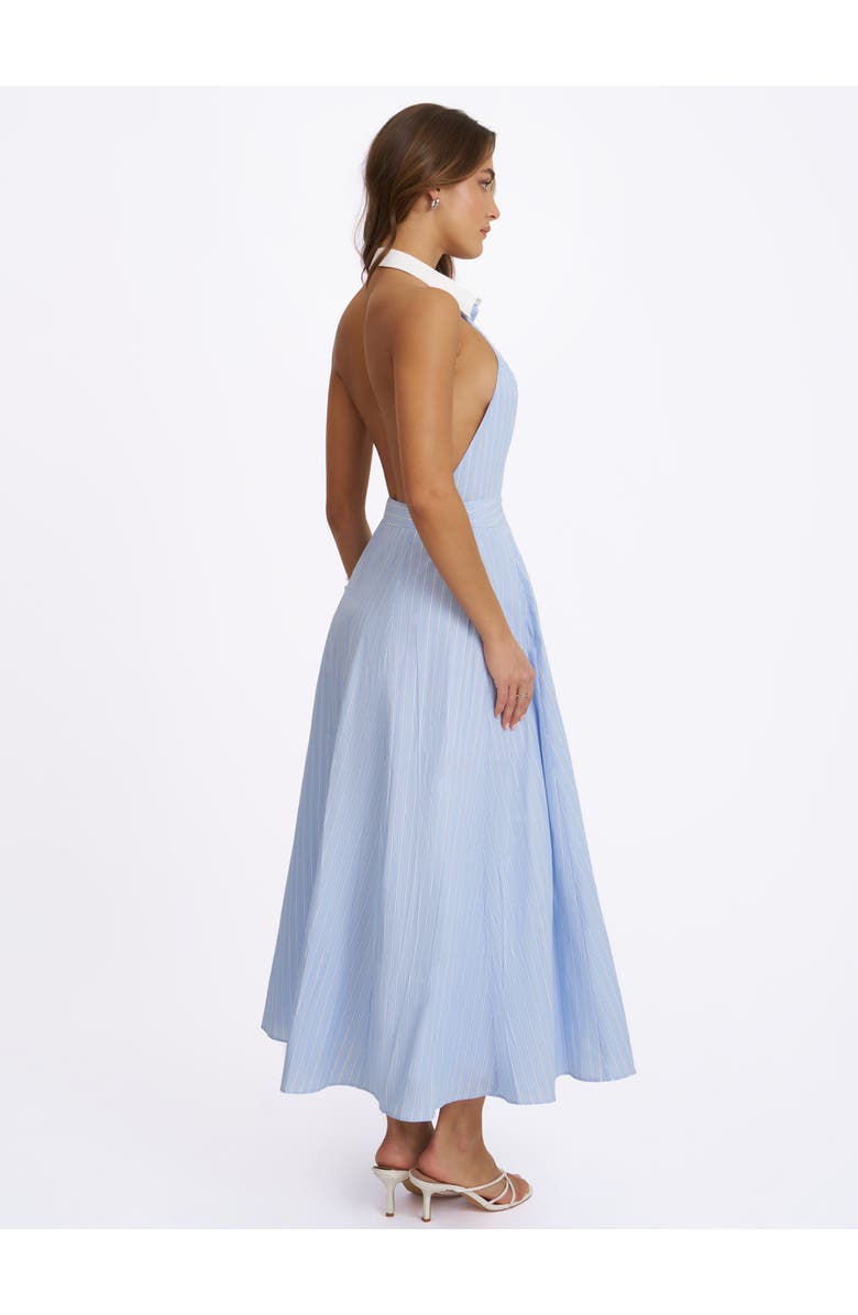 Miss Circle Winslet Striped Cotton Poplin Halter Maxi Dress, Alternate, color, Sky Blue