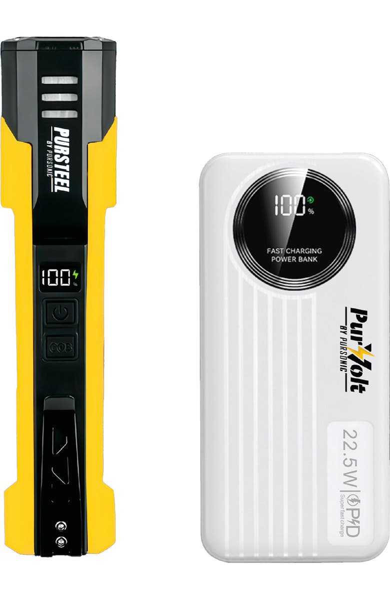 PURSONIC Emergency Prep Bundle 2-in-1 Ultra Bright Flashlight and LED Fast Charging Power Bank, Main, color, White