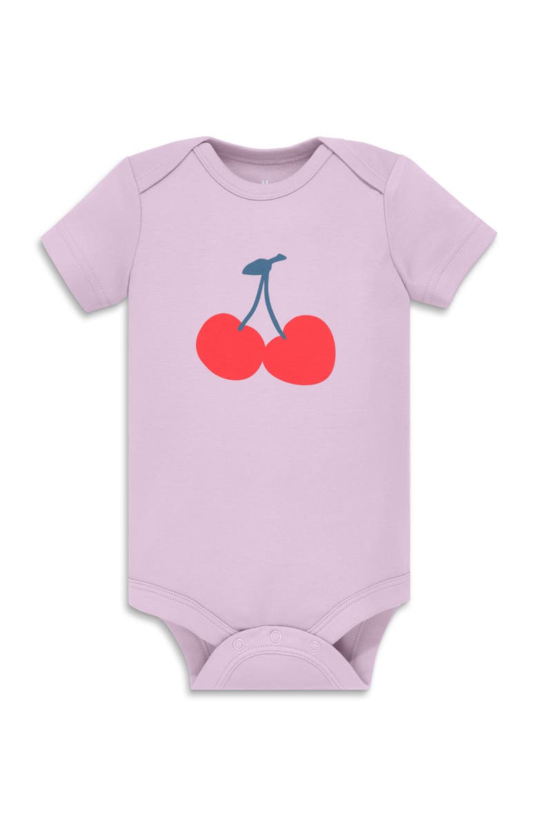 Primary Organic Short Sleeve Cherry Babysuit, Main, color,