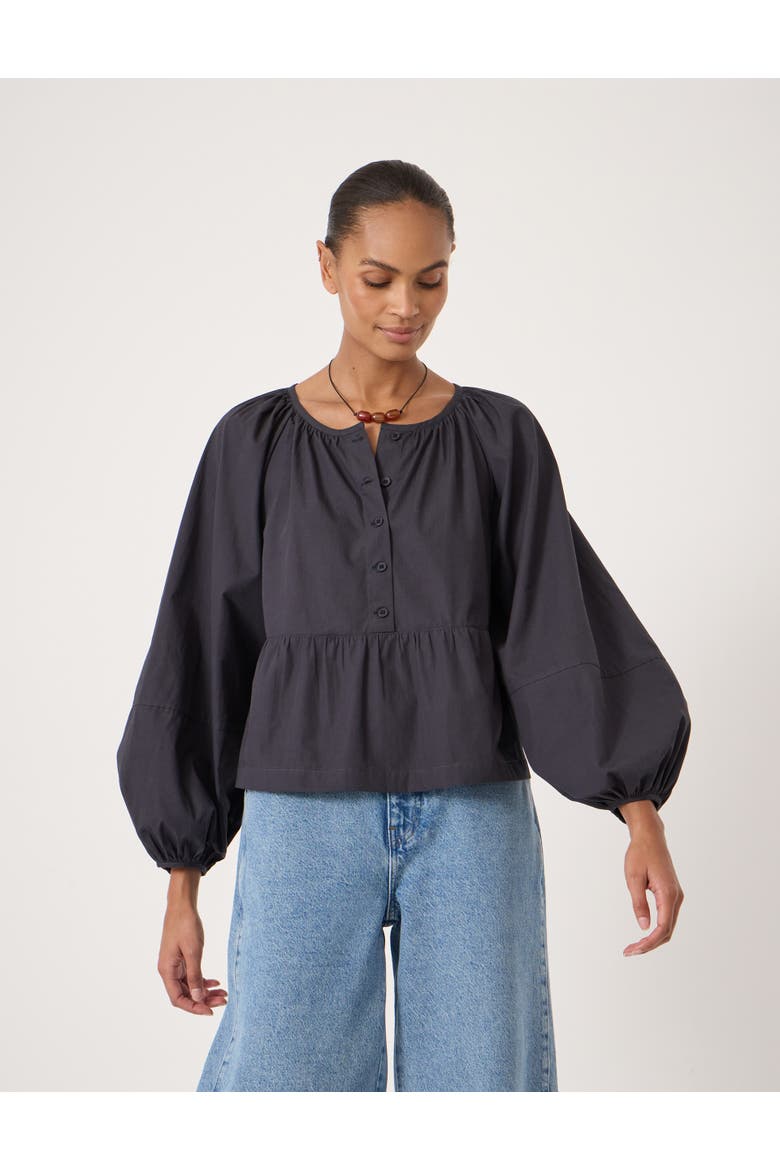 Beck Cotton Peplum Blouse, Main, color, Navy Blue