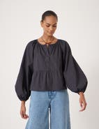 Hush Beck Cotton Peplum Blouse