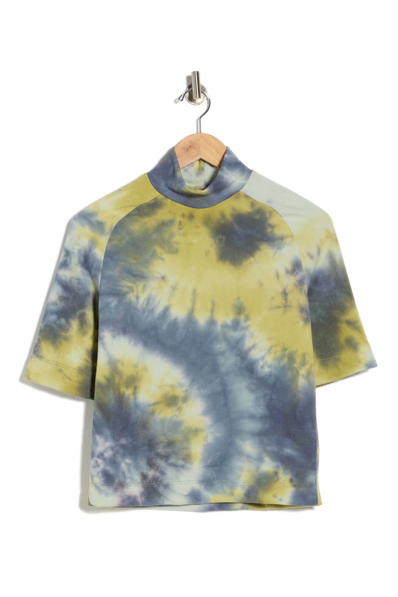 Mock Neck Short Sleeve Sweater, Alternate, color, BLUE SPLASH