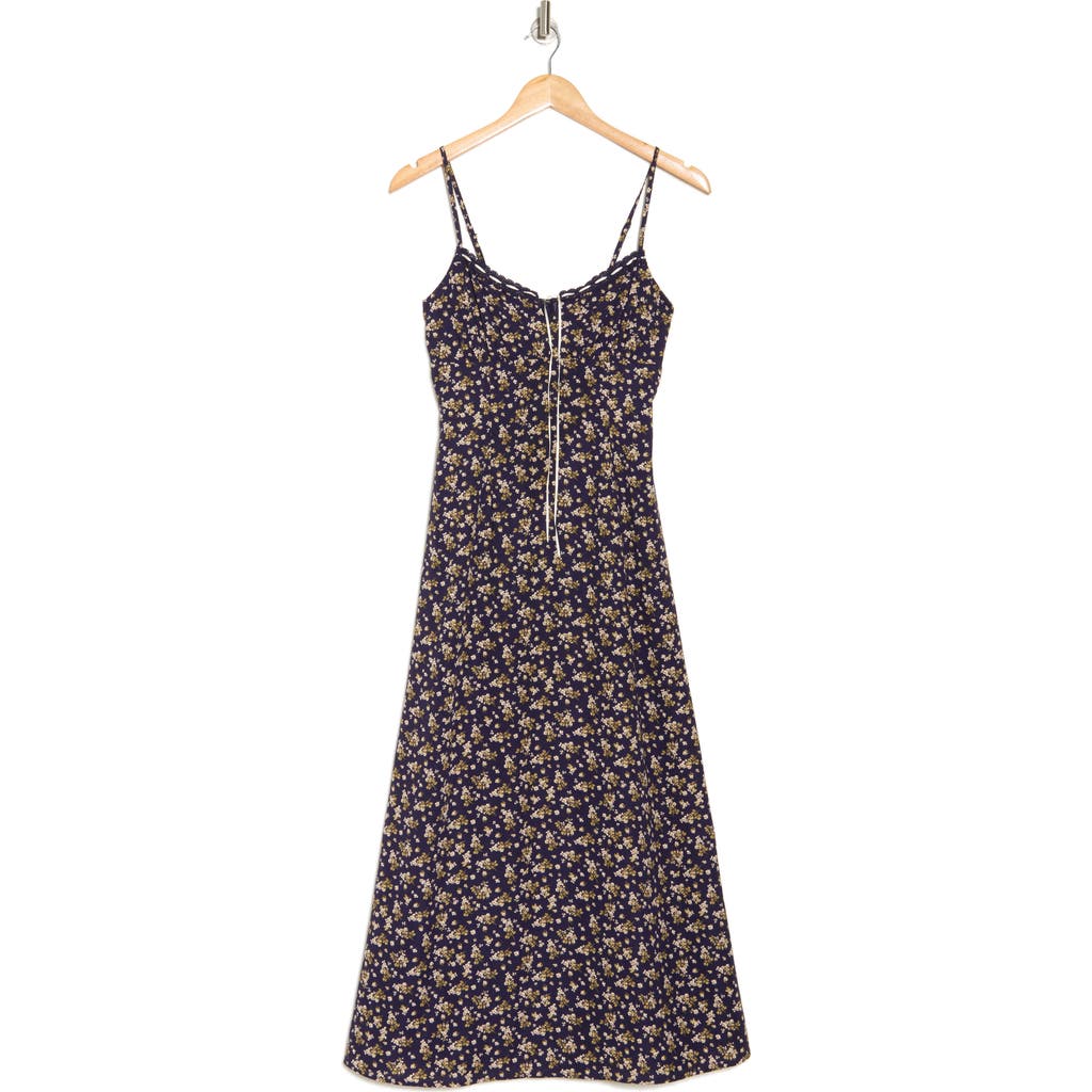 BLU PEPPER BLU PEPPER FLORAL TIE NECK MIDI SUNDRESS