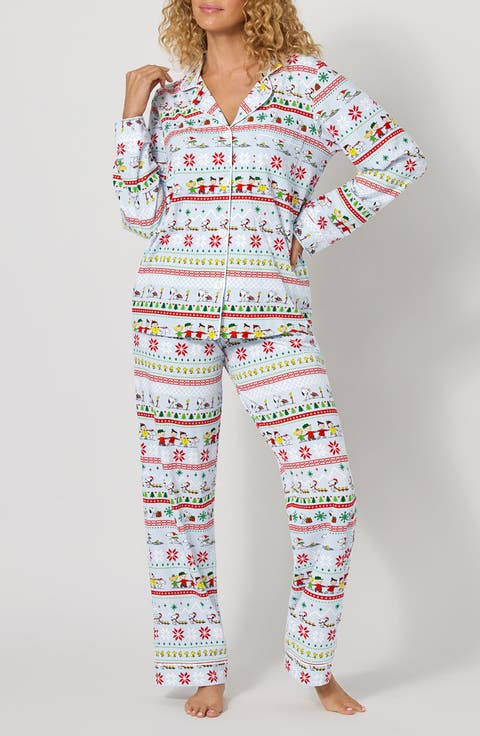 Print Stretch Cotton Pajamas