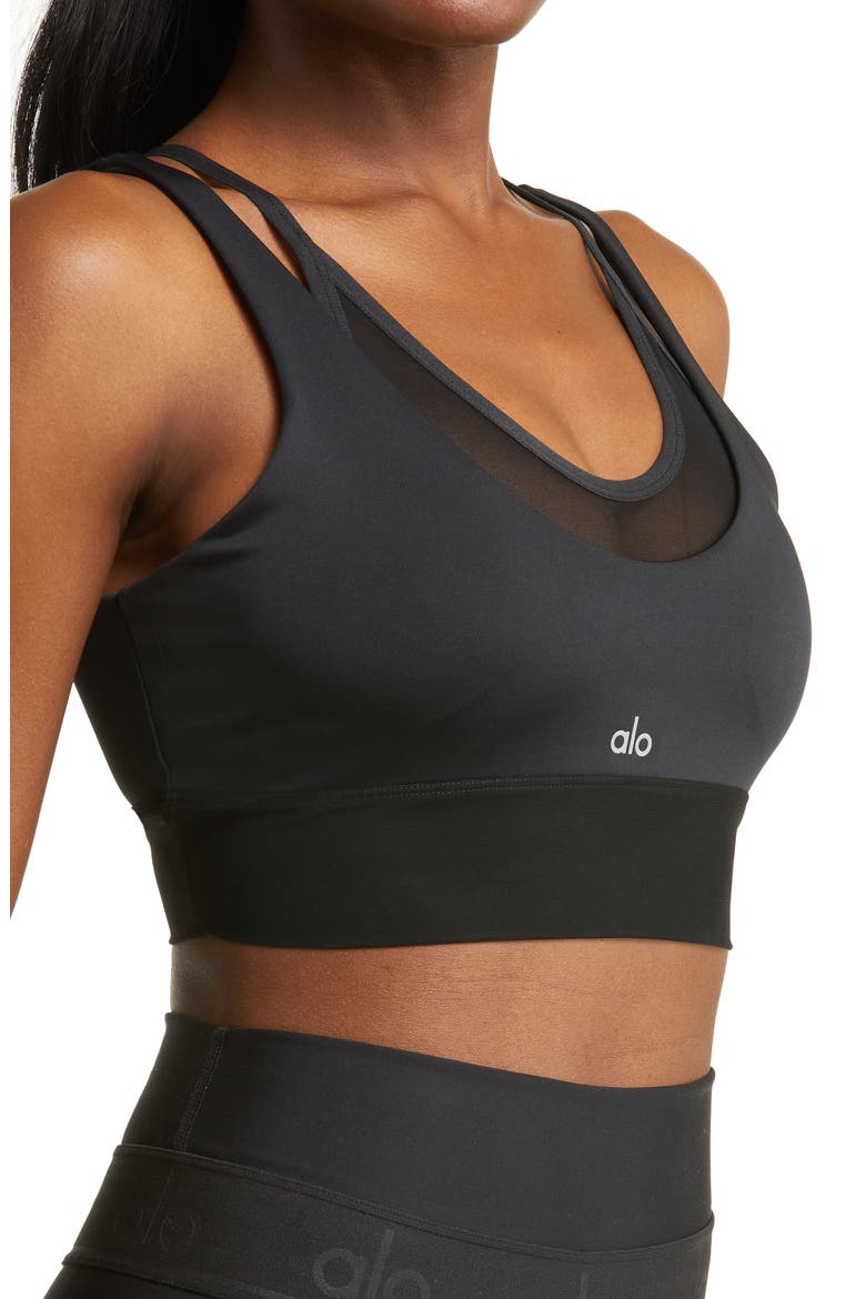 Airlift Double Trouble Sports Bra, Alternate, color, BLACK