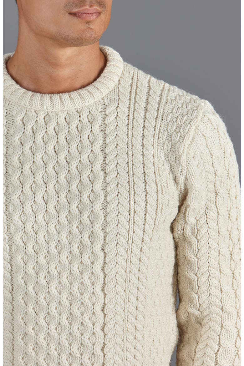 Fisherman's British Wool Cable Sweater, Alternate, color, Ecru