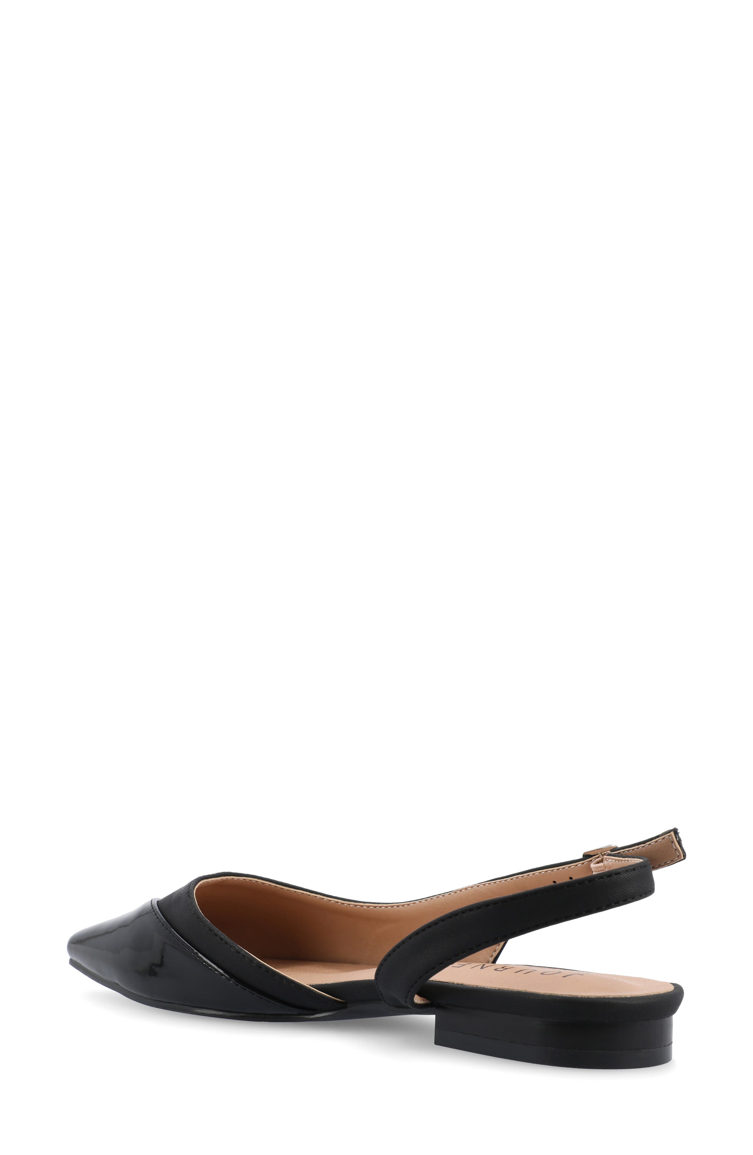 Journee Collection Daphnne Cap Toe Slingback Flat, Alternate, color, Black