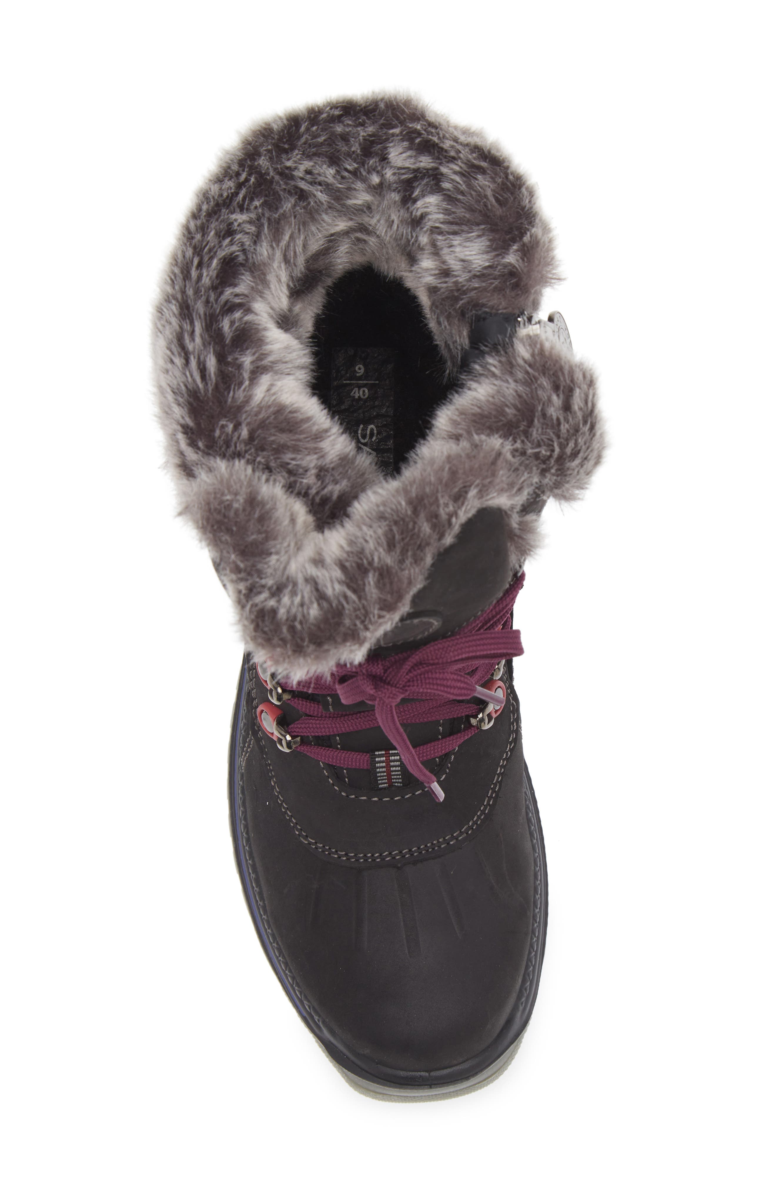 Leather & Wool Blend Mid Winter Boot, Alternate, color, BLACK / PURPLE LEATHER