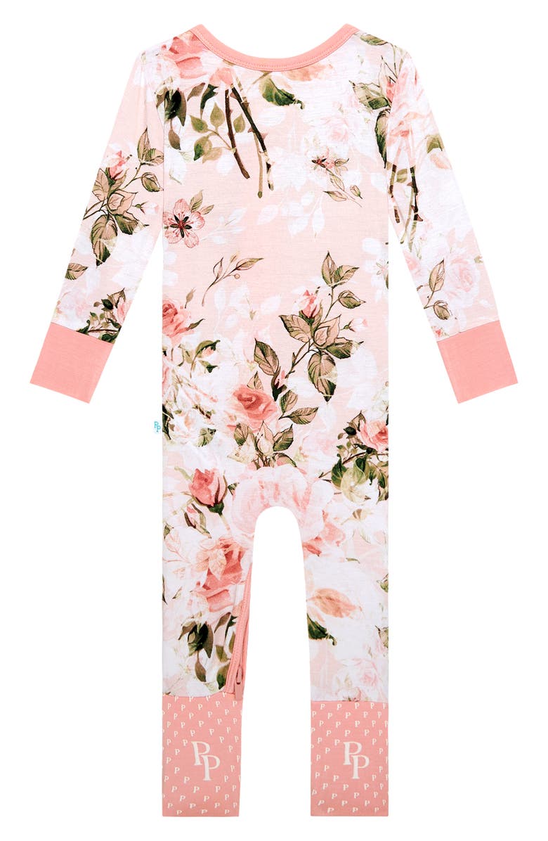 Posh Peanut Vintage Pink Rose Fitted Convertible Footie Pajamas, Alternate, color, Light/ Pastel Pink
