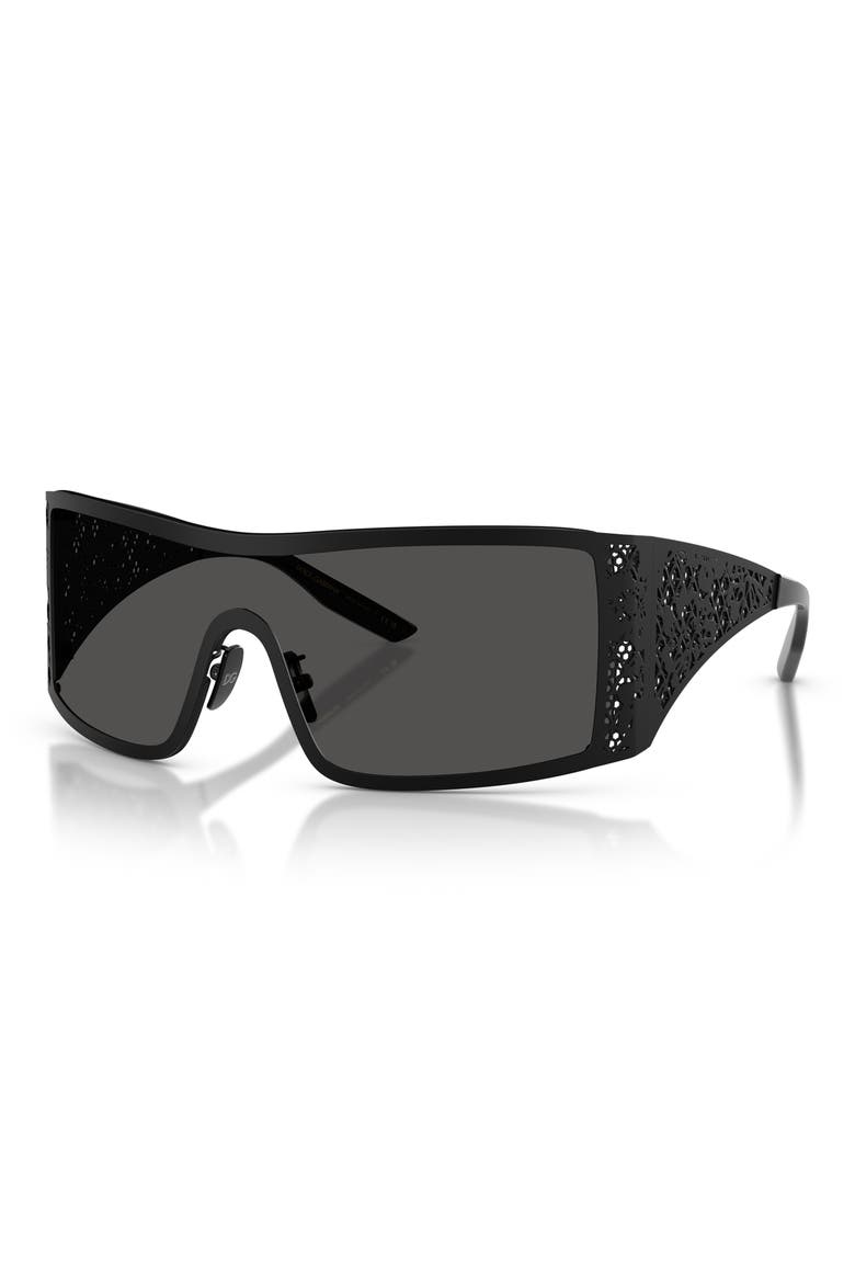 138mm Rectangular Shield Sunglasses, Alternate, color, MATTE BLACK / DARK GREY