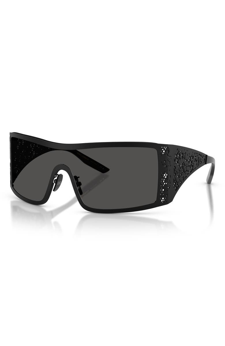 Dolce&Gabbana 138mm Rectangular Shield Sunglasses, Alternate, color, Matte Black / Dark Grey