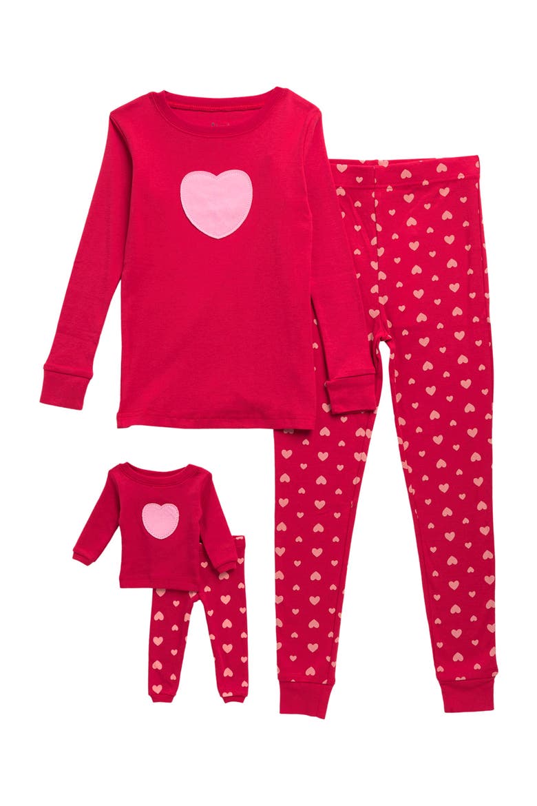 Girls Cotton Print Pajamas with Matching Doll Pair, Main, color, MULTI