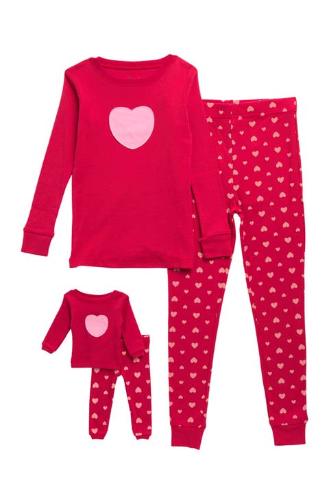 Girls Cotton Print Pajamas with Matching Doll Pair