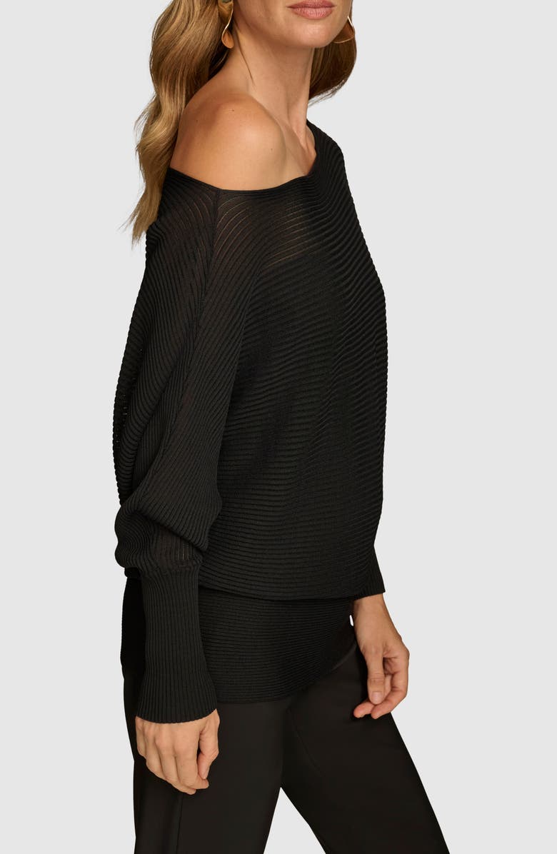 Donna Karan New York Ribbed One-Shoulder Sweater, Alternate, color, 