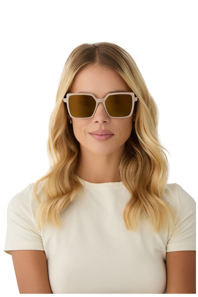 Esme 53mm Polarized Square Sunglasses, Alternate, color, BROWN GOLD FLASH