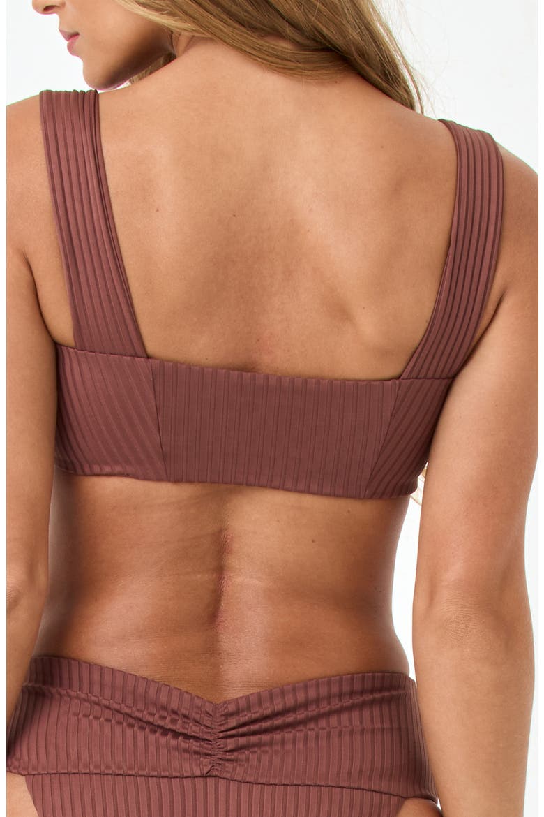 Marlee Ruched Rib Bikini Top, Alternate, color, CAFE