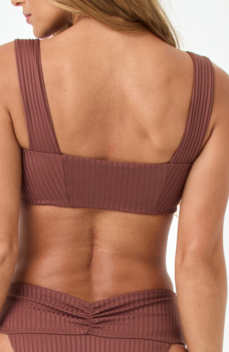LSPACE Marlee Ruched Rib Bikini Top, Alternate, color, Cafe
