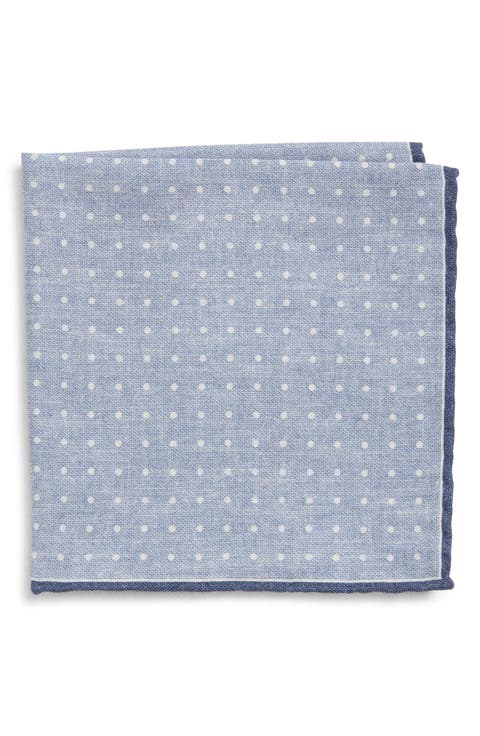 Polka Dot Wool & Cotton Muslin Pocket Square