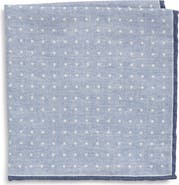 Eleventy Polka Dot Wool & Cotton Muslin Pocket Square