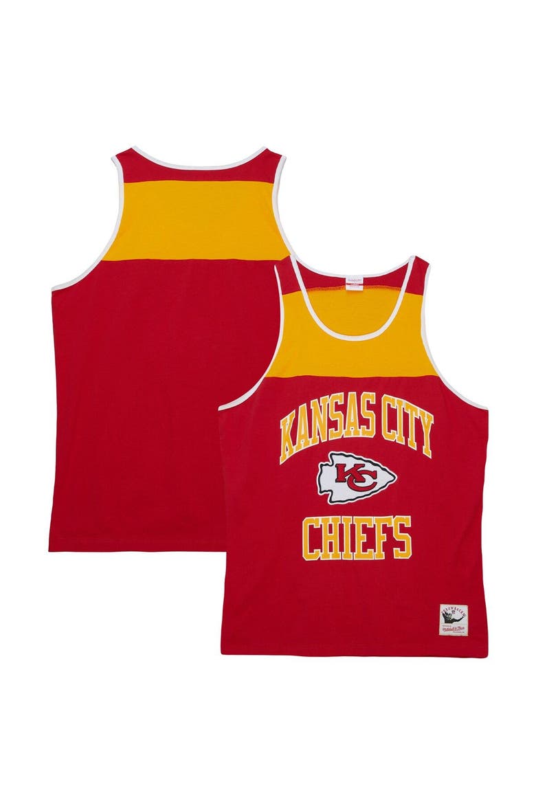 Men's Mitchell & Ness Red/Gold Kansas City Chiefs  Heritage Colorblock Tank Top, Main, color, Red