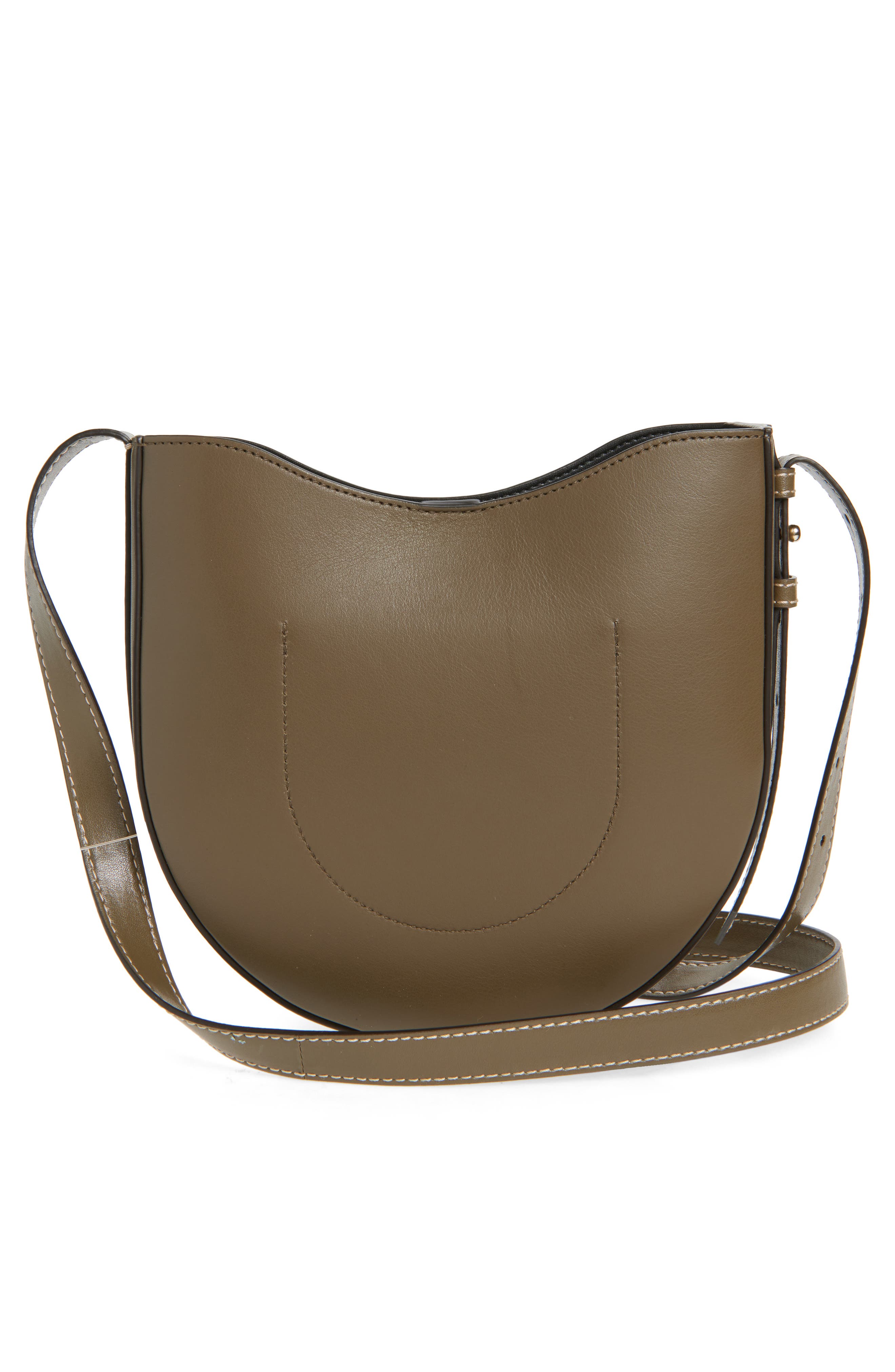 Dia Leather Crossbody, Alternate, color, DARK KHAKI