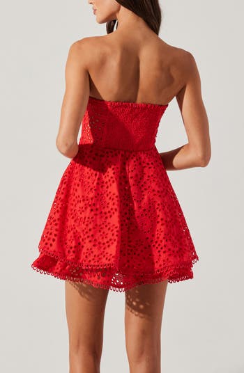 Deasia Eyelet Embroidery Strapless Minidress
