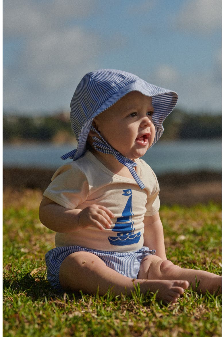 Arie Organic Cotton & Linen Shorts, Alternate, color, BLUE STRIPE
