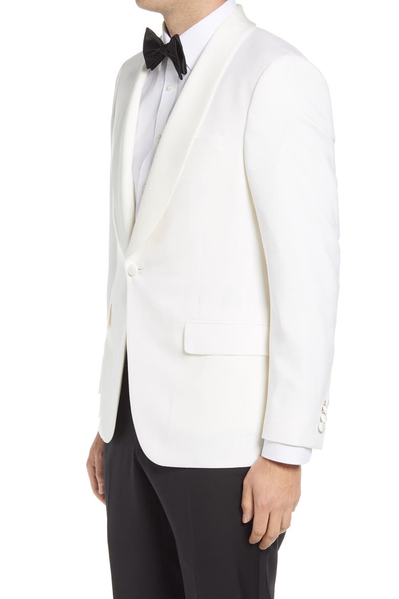Barathea Shawl Collar Wool Dinner Jacket, Alternate, color, WHITE